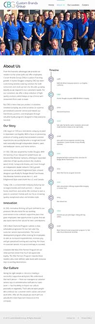 Custom Brands Group website on tablet