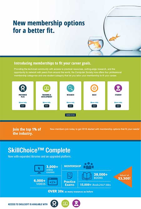 IEEE Computer Society landing page for membership options, desktop