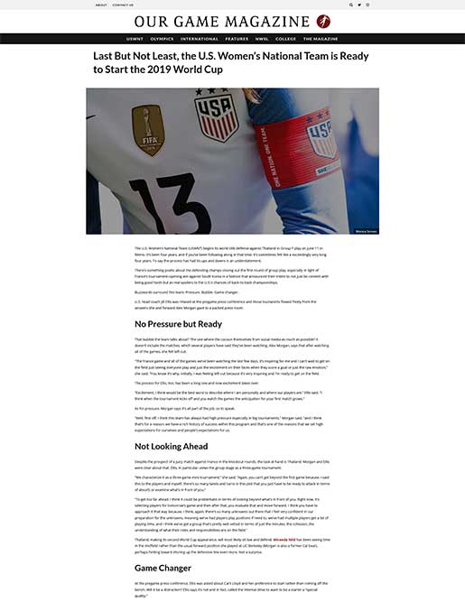 Our Game Magazine: Last but Not Least, the U.S. Women's National Team is Ready to Start the 2019 World Cup story