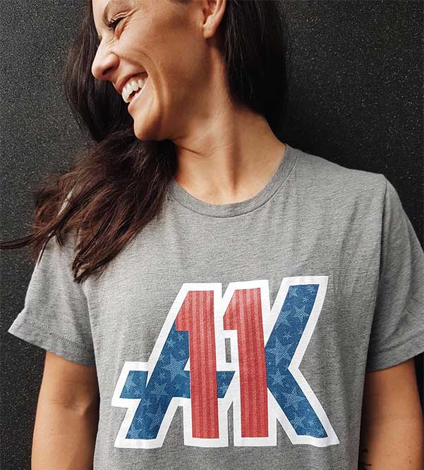 Ali Krieger wearing the AK11USA shirt