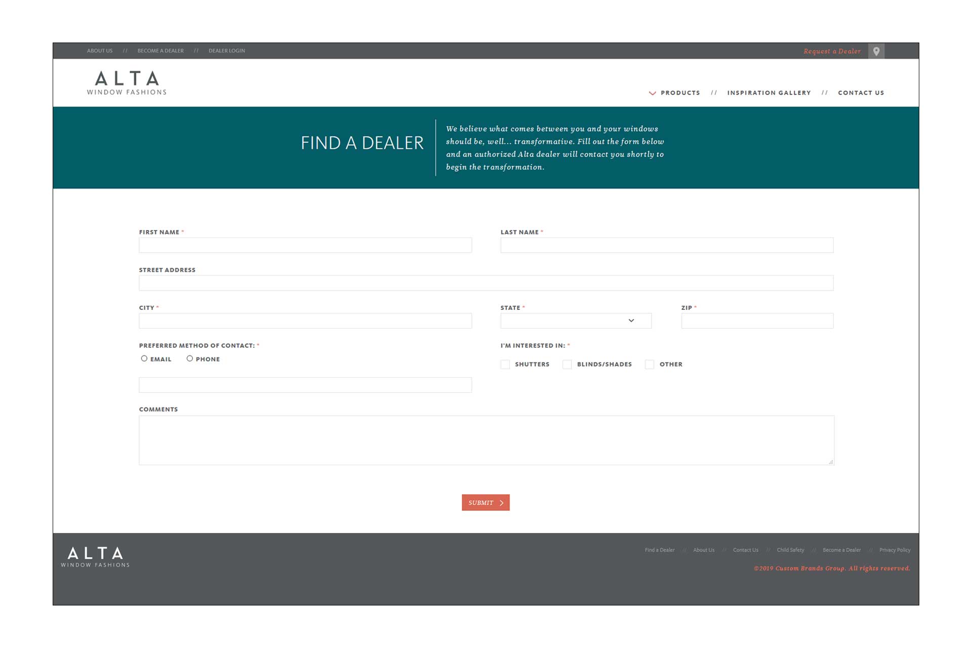 Alta Window Fashions Find a Dealer Form