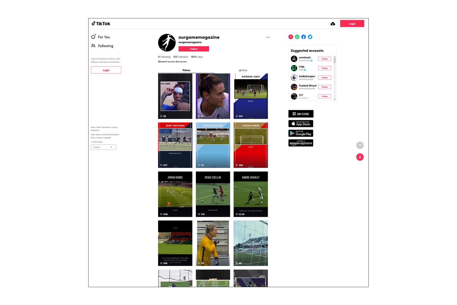 Our Game Magazine TikTok homepage for desktop image