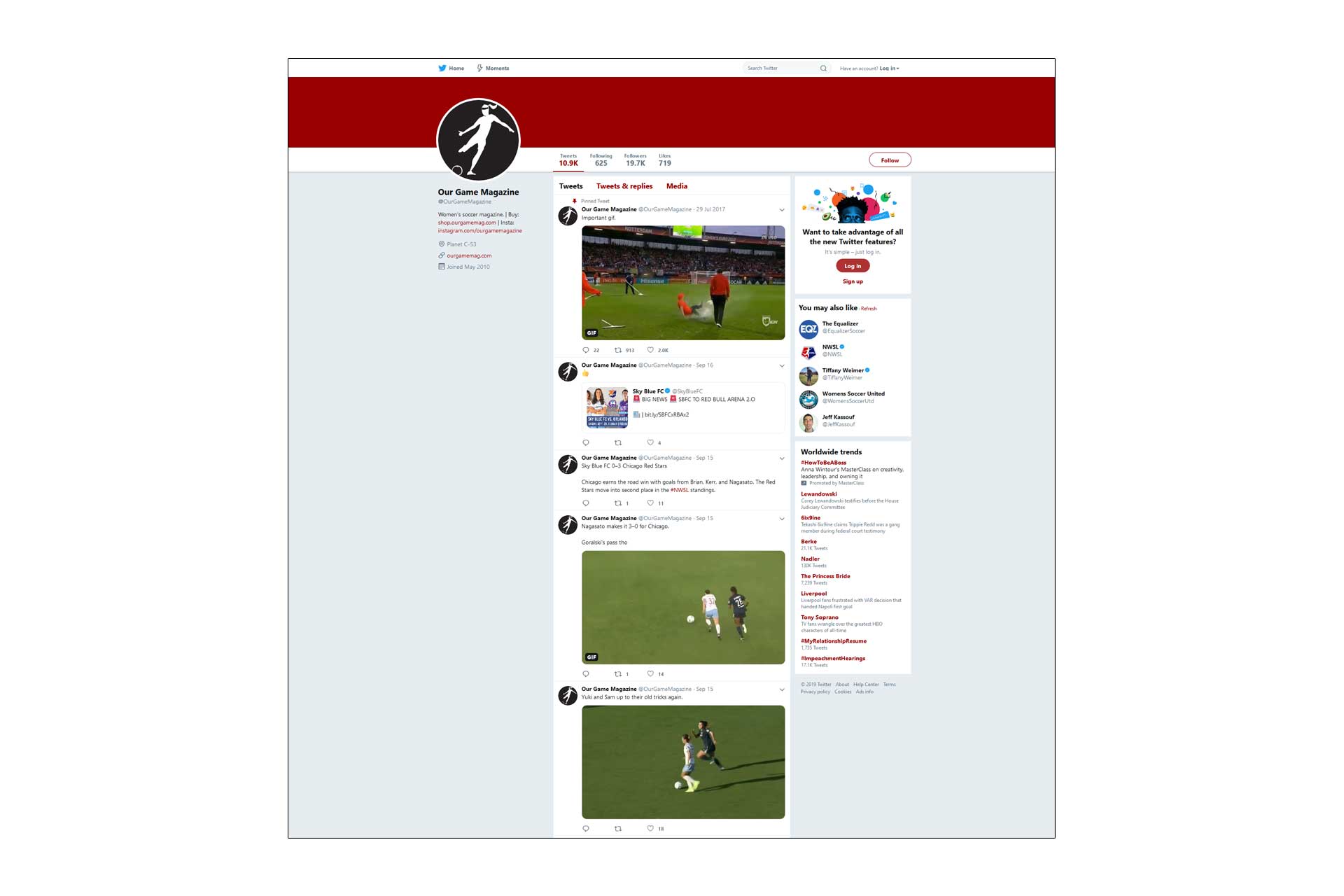 Our Game Magazine X.com page